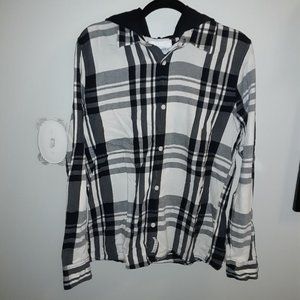 Hollister Men's Black & White Flannel w/ Hood Size M